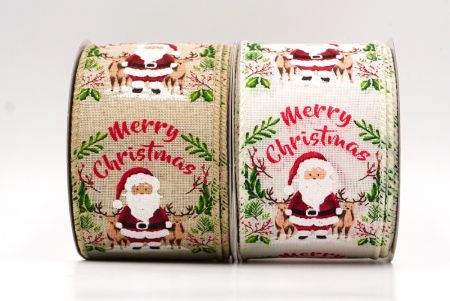 Santa Claus Merry Christmas Wreath Wired Ribbon - Santa Claus Merry Christmas Wreath Wired Ribbon